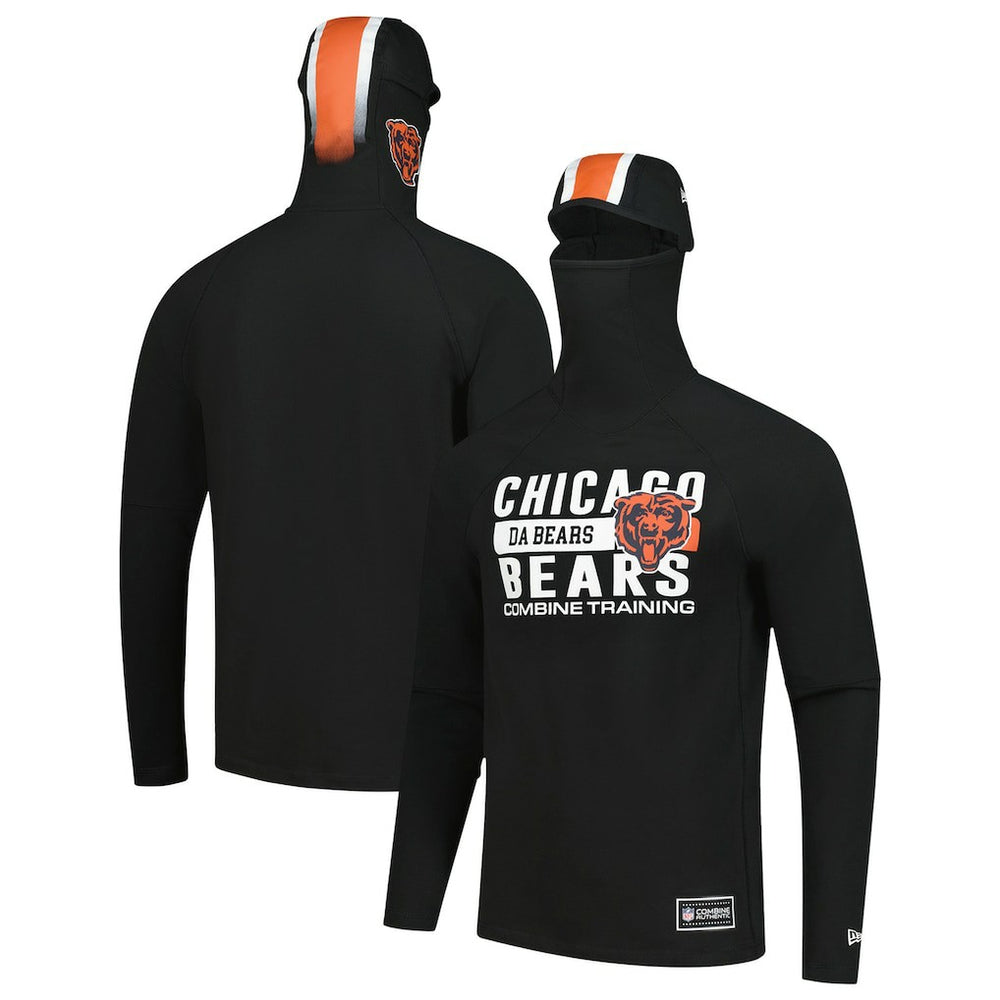 Chicago Bears New Era Functional Fandom Balaclava Helmet Stripe Tri-Blend Hoodie - Black Hoodies