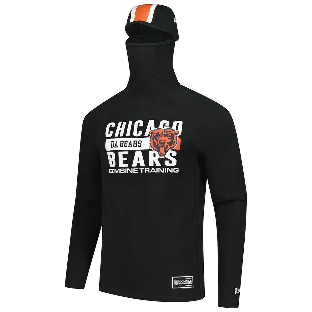 Chicago Bears New Era Functional Fandom Balaclava Helmet Stripe Tri-Blend Hoodie - Black Hoodies