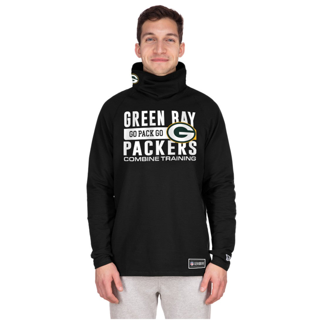 Green Bay Packers New Era Functional Fandom Balaclava Helmet Stripe Tri-Blend Hoodie - Black Hoodies