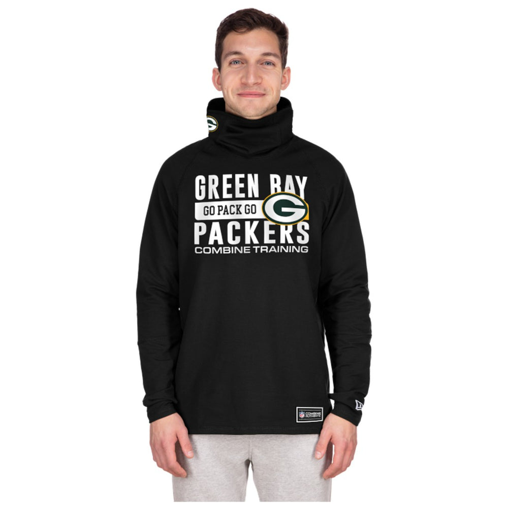 Green Bay Packers New Era Functional Fandom Balaclava Helmet Stripe Tri-Blend Hoodie - Black Hoodies