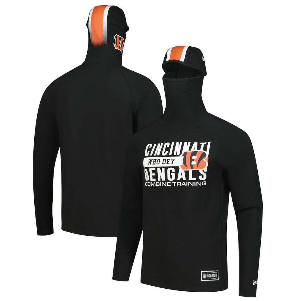 Cincinnati Bengals New Era Functional Fandom Balaclava Helmet Stripe Tri-Blend Hoodie - Black Hoodies