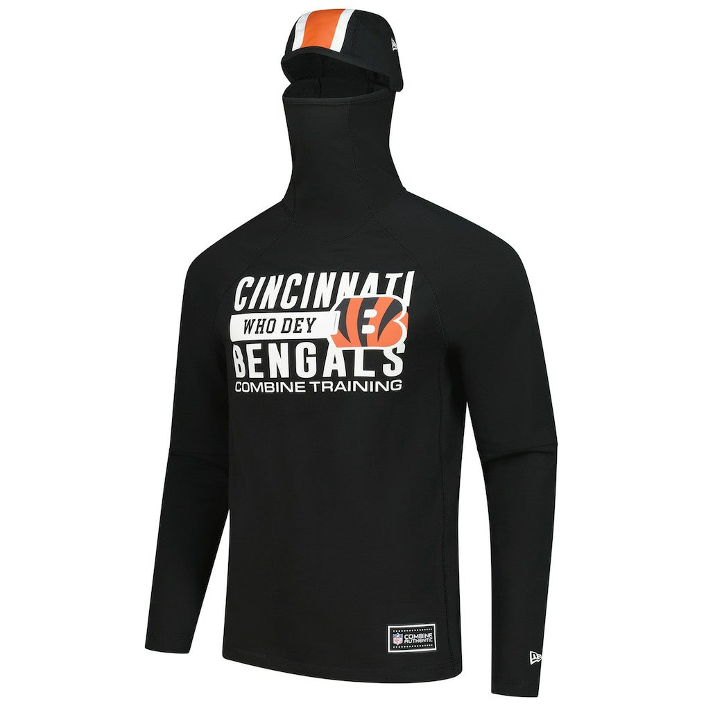 Cincinnati Bengals New Era Functional Fandom Balaclava Helmet Stripe Tri-Blend Hoodie - Black Hoodies