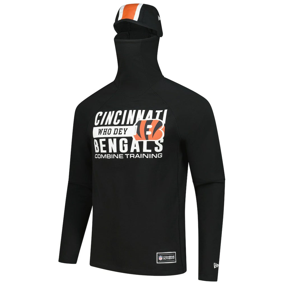 Cincinnati Bengals New Era Functional Fandom Balaclava Helmet Stripe Tri-Blend Hoodie - Black Hoodies