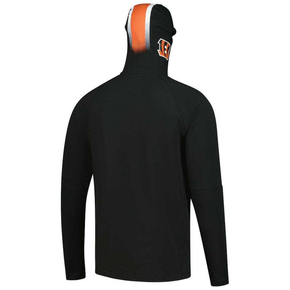 Cincinnati Bengals New Era Functional Fandom Balaclava Helmet Stripe Tri-Blend Hoodie - Black Hoodies