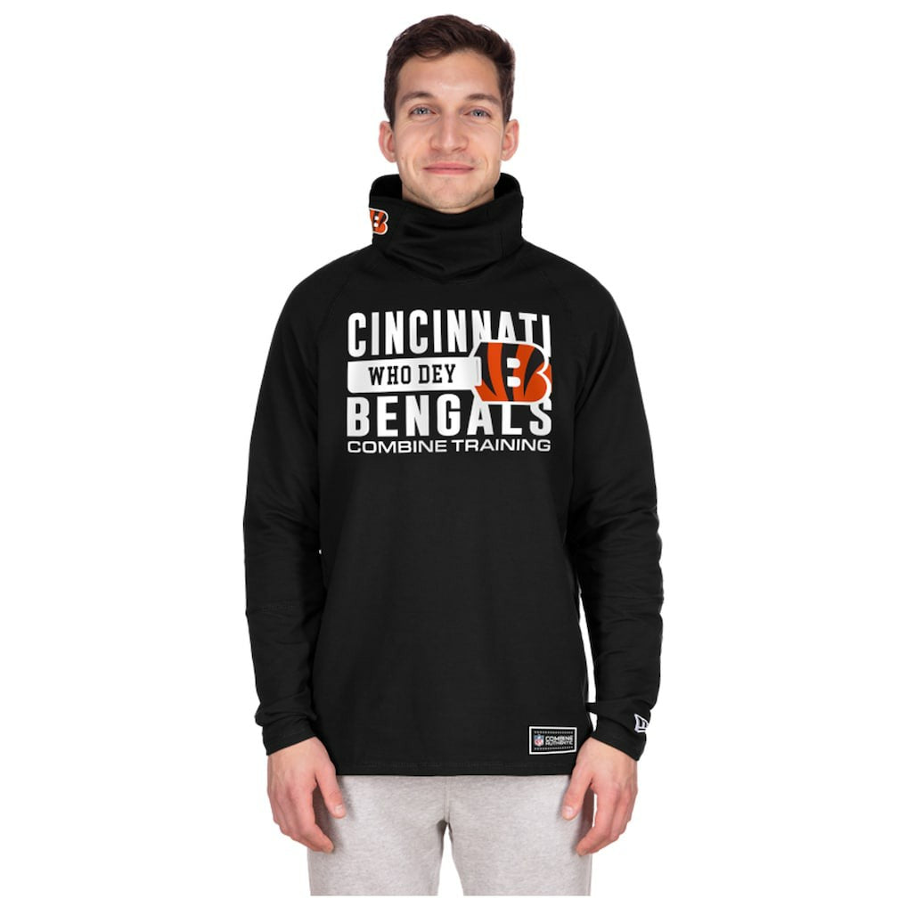Cincinnati Bengals New Era Functional Fandom Balaclava Helmet Stripe Tri-Blend Hoodie - Black Hoodies