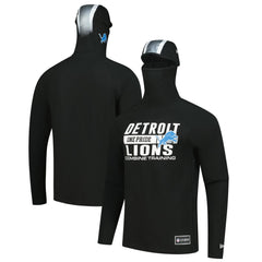 Detroit Lions New Era Functional Fandom Balaclava Helmet Stripe Tri-Blend Hoodie - Black Hoodies