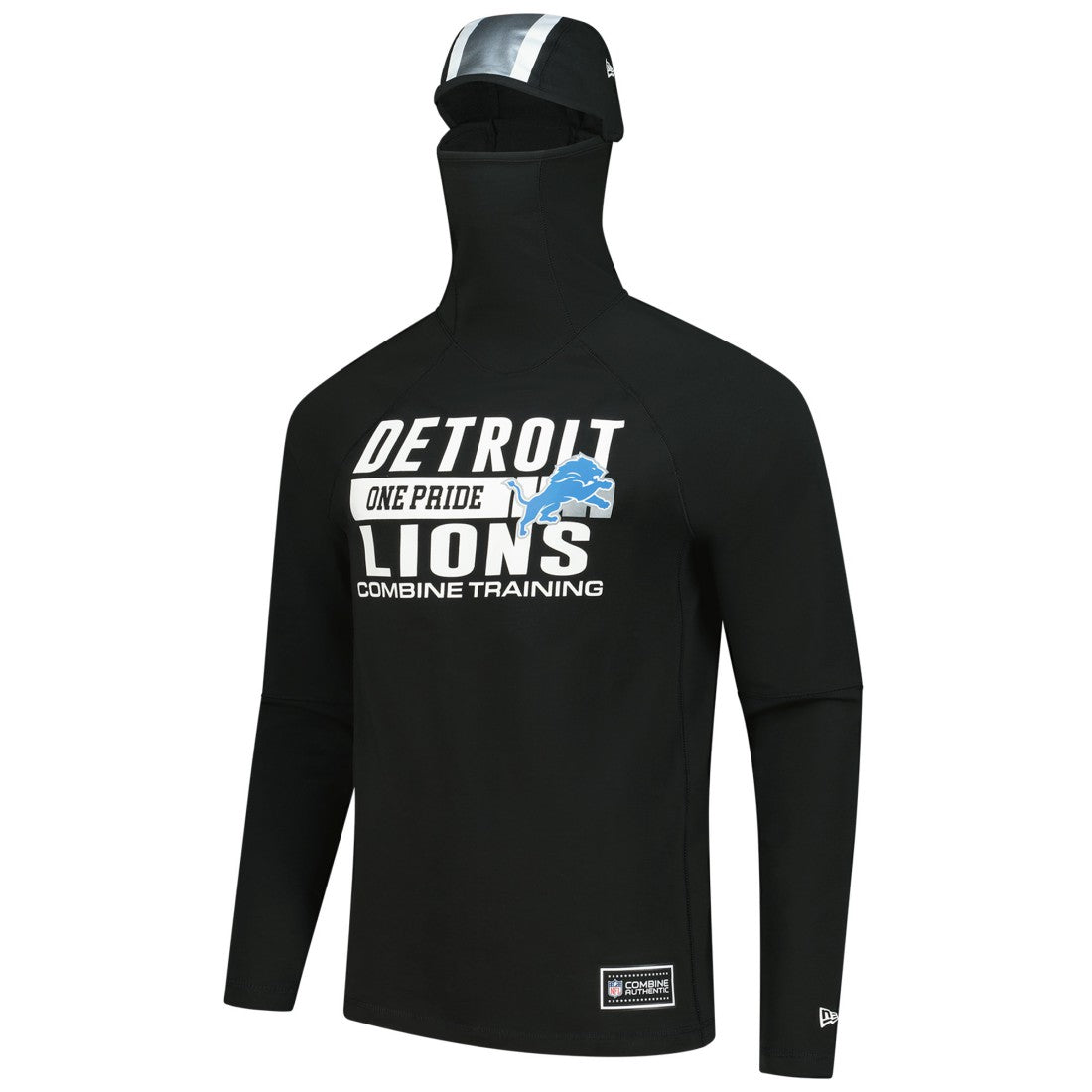Detroit Lions New Era Functional Fandom Balaclava Helmet Stripe Tri-Blend Hoodie - Black Hoodies