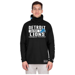 Detroit Lions New Era Functional Fandom Balaclava Helmet Stripe Tri-Blend Hoodie - Black Hoodies
