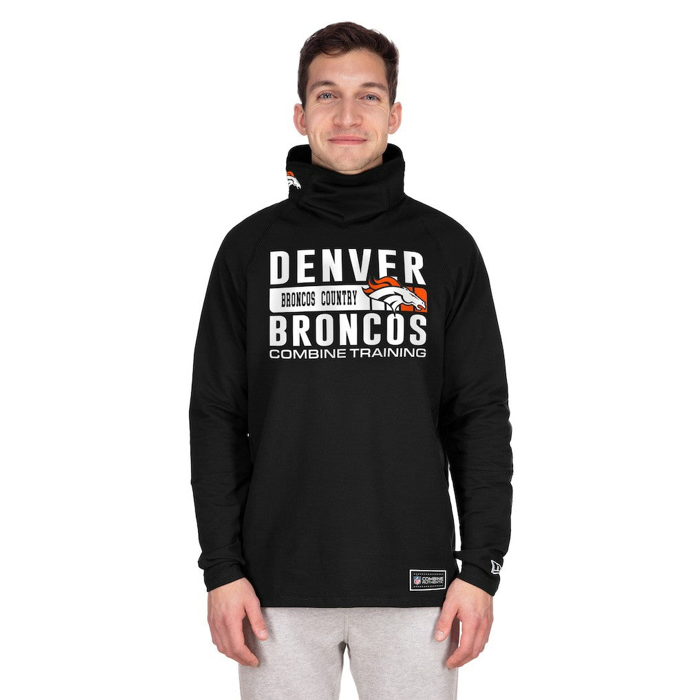 Denver Broncos New Era Functional Fandom Balaclava Helmet Stripe Tri-Blend Hoodie - Black Hoodies