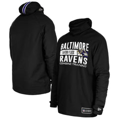 Baltimore Ravens New Era Functional Fandom Balaclava Helmet Stripe Tri-Blend Hoodie - Black Hoodies