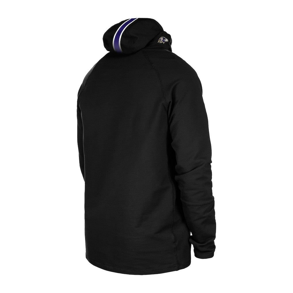 Baltimore Ravens New Era Functional Fandom Balaclava Helmet Stripe Tri-Blend Hoodie - Black Hoodies