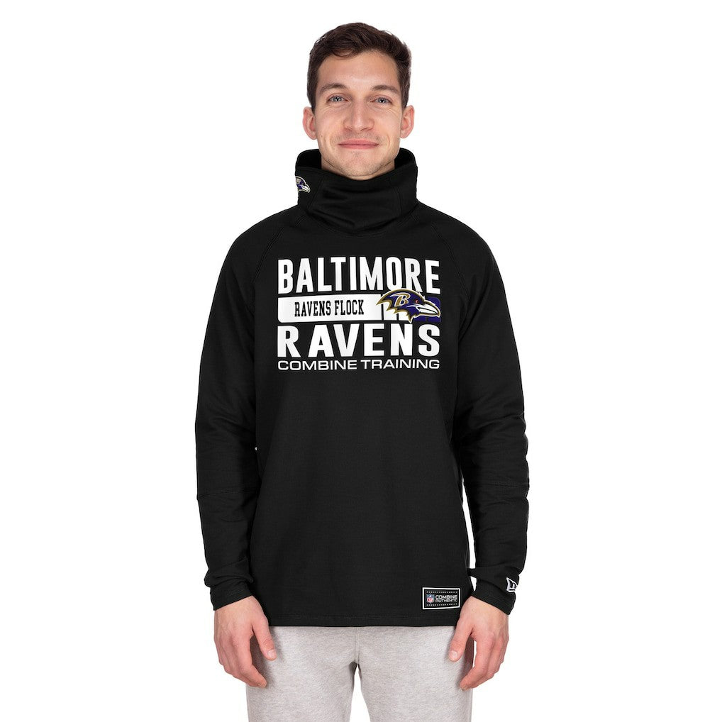 Baltimore Ravens New Era Functional Fandom Balaclava Helmet Stripe Tri-Blend Hoodie - Black Hoodies