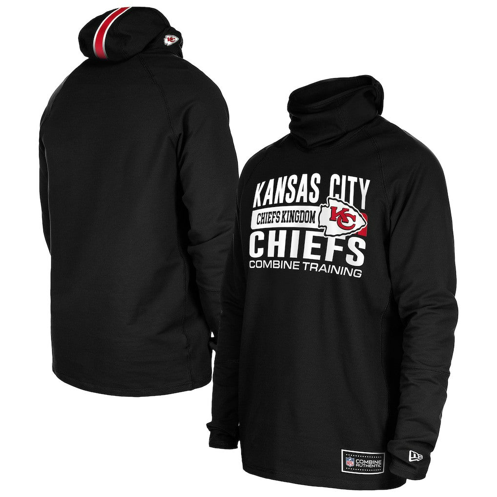 Kansas City Chiefs New Era Functional Fandom Balaclava Helmet Stripe Tri-Blend Hoodie - Black Hoodies