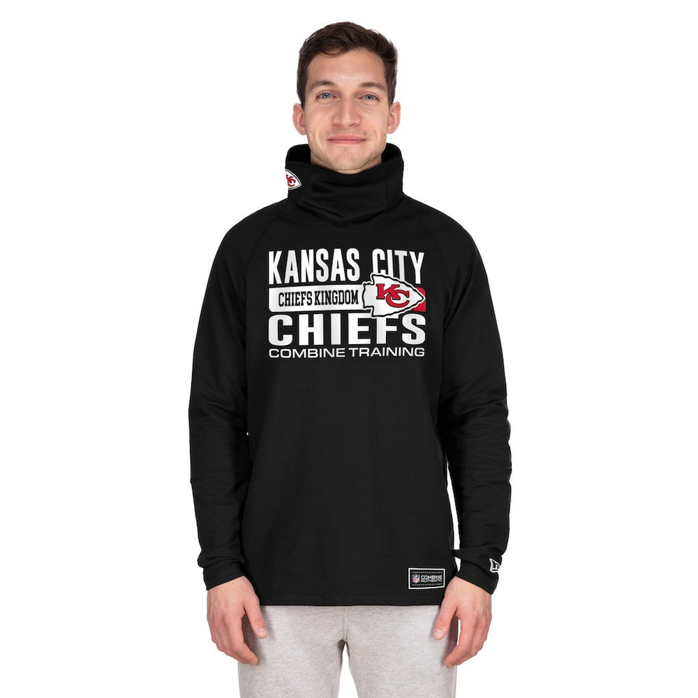 Kansas City Chiefs New Era Functional Fandom Balaclava Helmet Stripe Tri-Blend Hoodie - Black Hoodies