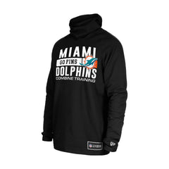 Miami Dolphins New Era Functional Fandom Balaclava Helmet Stripe Tri-Blend Hoodie - Black Hoodies