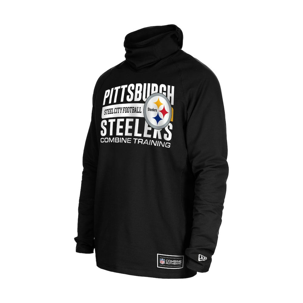 Pittsburgh Steelers New Era Functional Fandom Balaclava Helmet Stripe Tri-Blend Hoodie - Black Hoodies