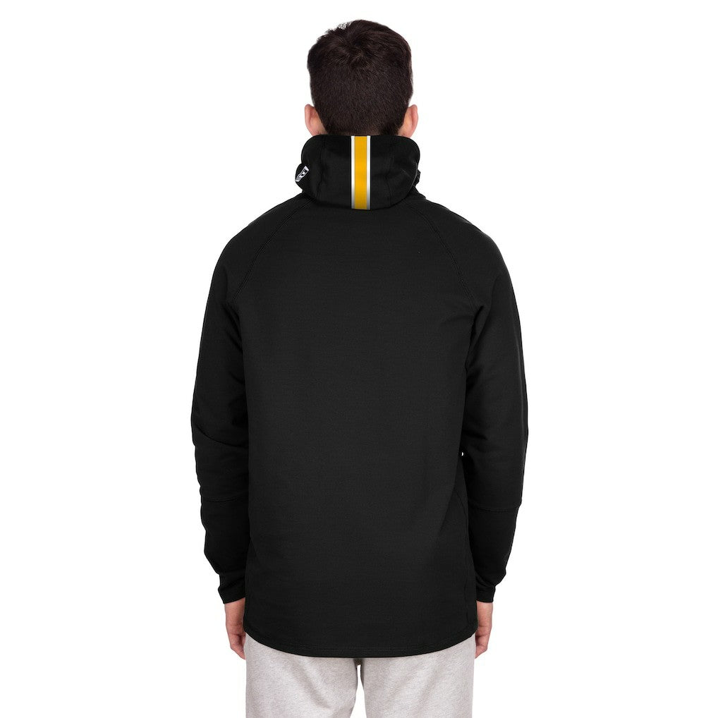 Pittsburgh Steelers New Era Functional Fandom Balaclava Helmet Stripe Tri-Blend Hoodie - Black Hoodies
