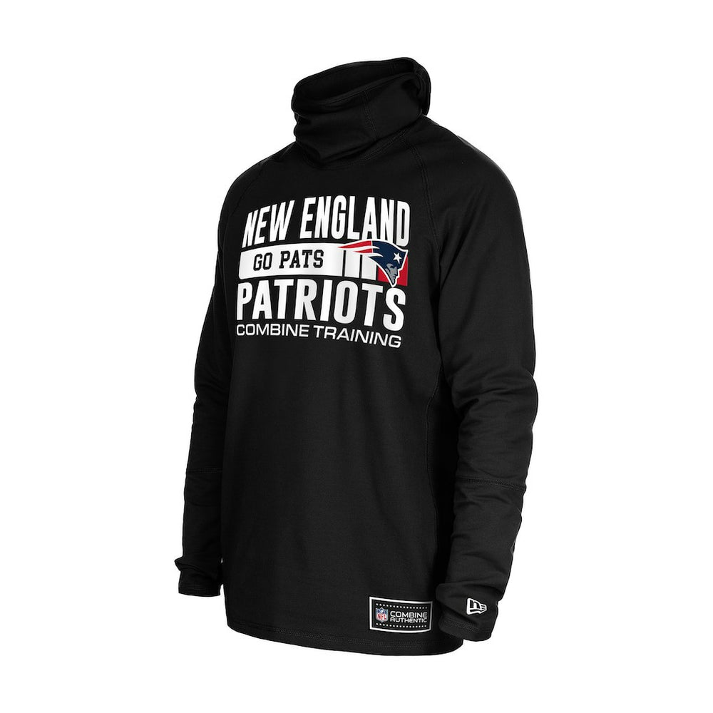 New England Patriots New Era Functional Fandom Balaclava Helmet Stripe Tri-Blend Hoodie - Black Hoodies