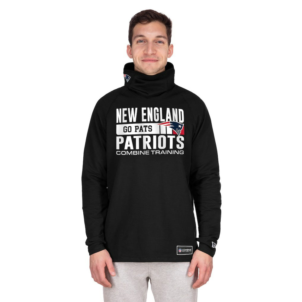 New England Patriots New Era Functional Fandom Balaclava Helmet Stripe Tri-Blend Hoodie - Black Hoodies
