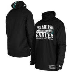 Philadelphia Eagles New Era Functional Fandom Balaclava Helmet Stripe Tri-Blend Hoodie - Black Hoodies