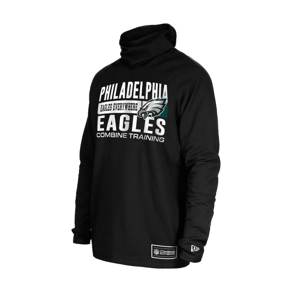 Philadelphia Eagles New Era Functional Fandom Balaclava Helmet Stripe Tri-Blend Hoodie - Black Hoodies