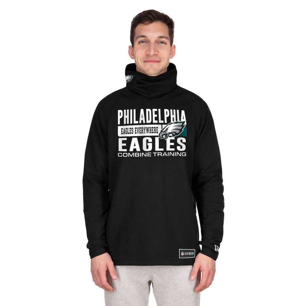 Philadelphia Eagles New Era Functional Fandom Balaclava Helmet Stripe Tri-Blend Hoodie - Black Hoodies