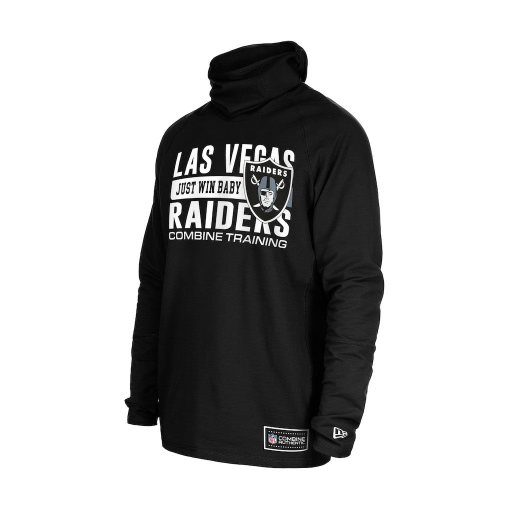 Las Vegas Raiders New Era Functional Fandom Balaclava Helmet Stripe Tri-Blend Hoodie - Black Hoodies