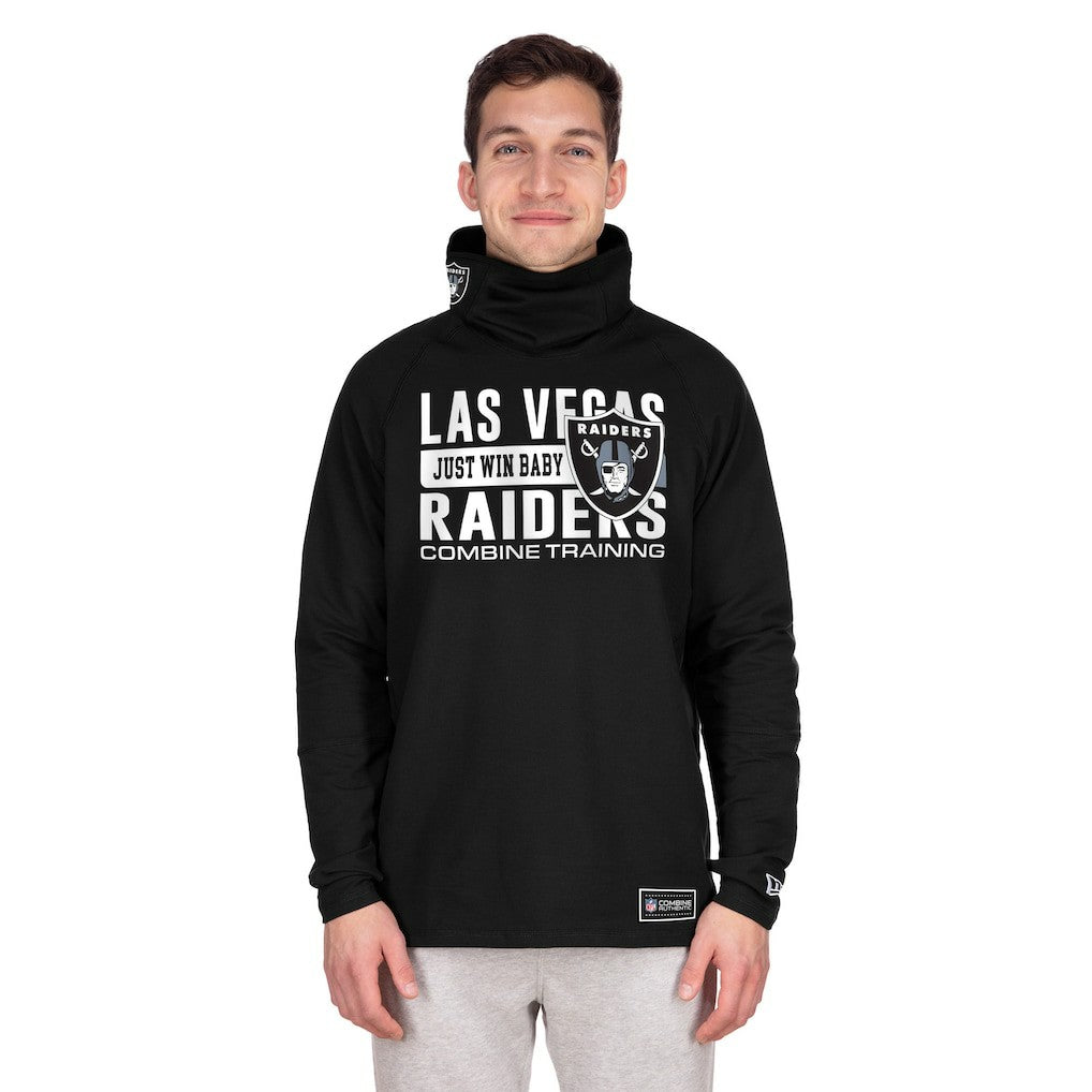 Las Vegas Raiders New Era Functional Fandom Balaclava Helmet Stripe Tri-Blend Hoodie - Black Hoodies