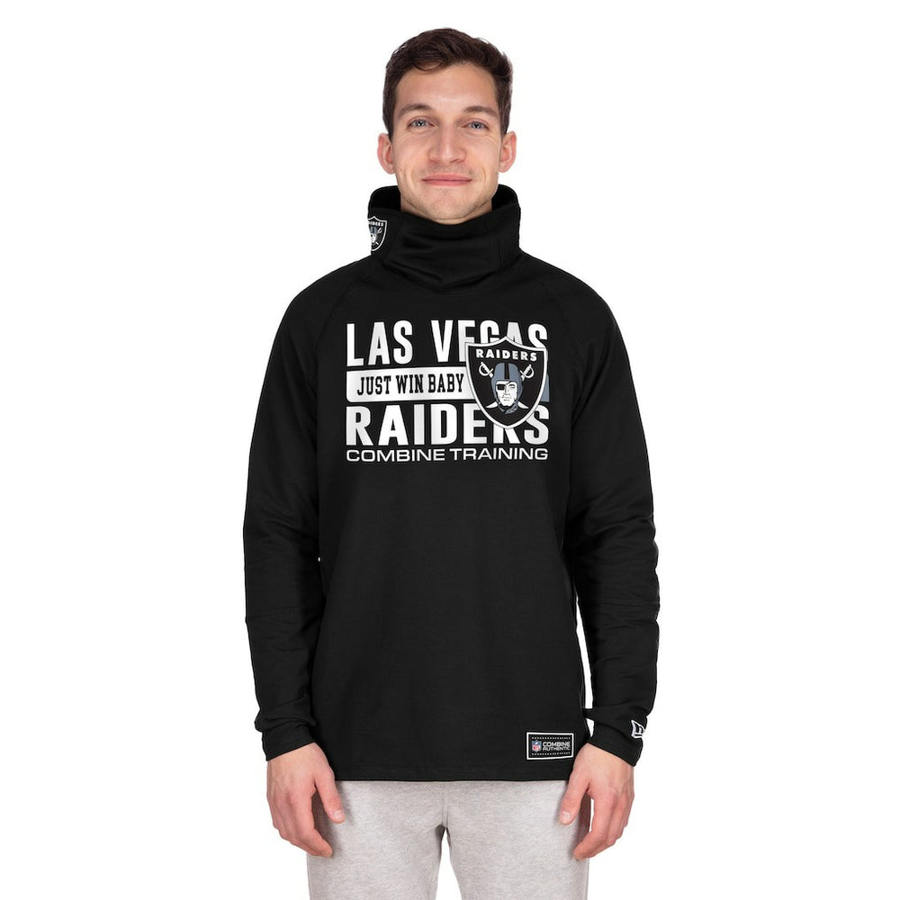 Las Vegas Raiders New Era Functional Fandom Balaclava Helmet Stripe Tri-Blend Hoodie - Black Hoodies