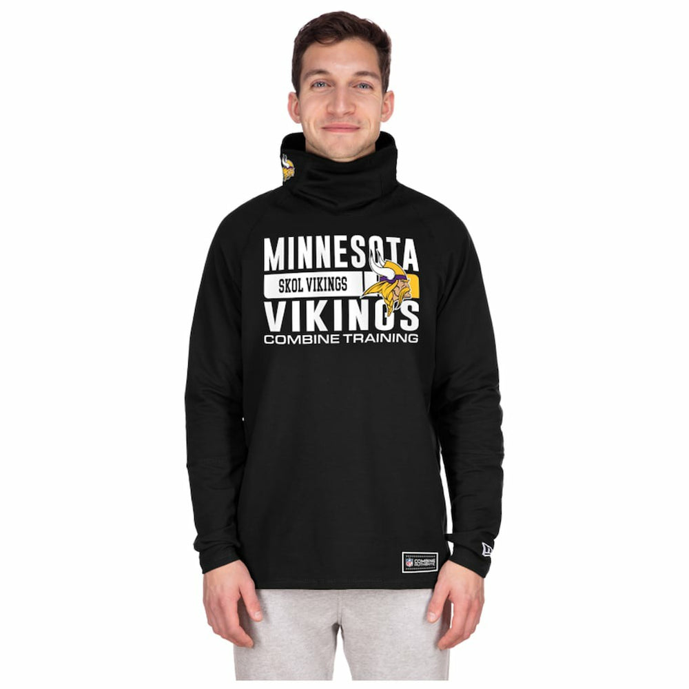 Minnesota Vikings New Era Functional Fandom Balaclava Helmet Stripe Tri-Blend Hoodie - Black Hoodies
