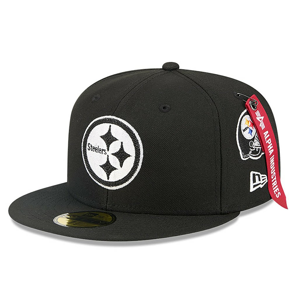 Pittsburgh Steelers New Era x Alpha Industries 59FIFTY Fitted Hat - Black Hats