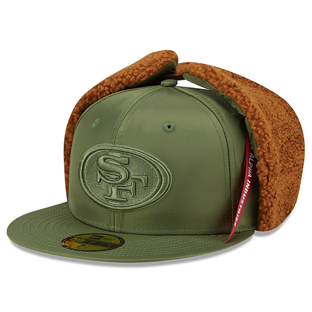 San Francisco 49ers New Era x Alpha Industries Dog Ears 59FIFTY Fitted Hat - Olive Hats