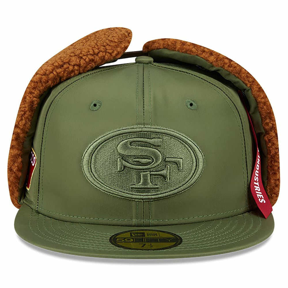 San Francisco 49ers New Era x Alpha Industries Dog Ears 59FIFTY Fitted Hat - Olive Hats