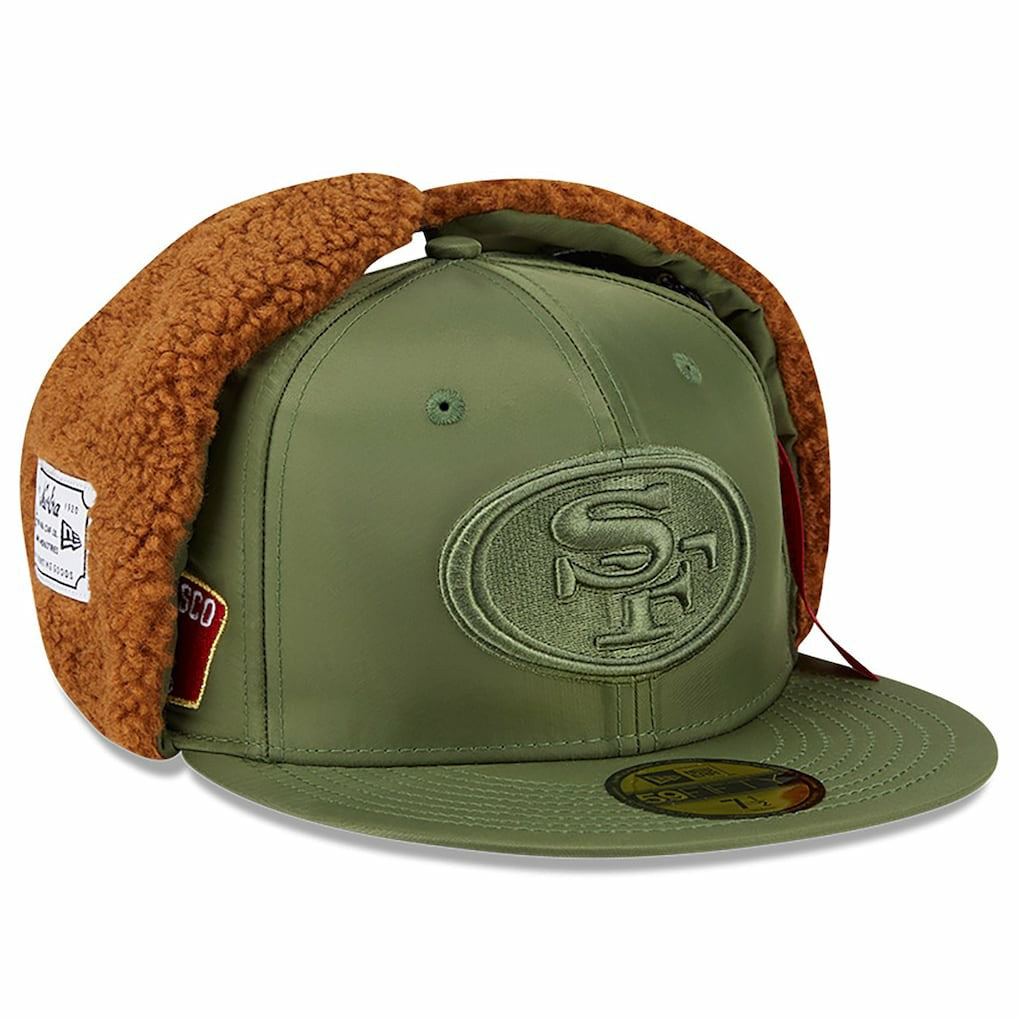 San Francisco 49ers New Era x Alpha Industries Dog Ears 59FIFTY Fitted Hat - Olive Hats