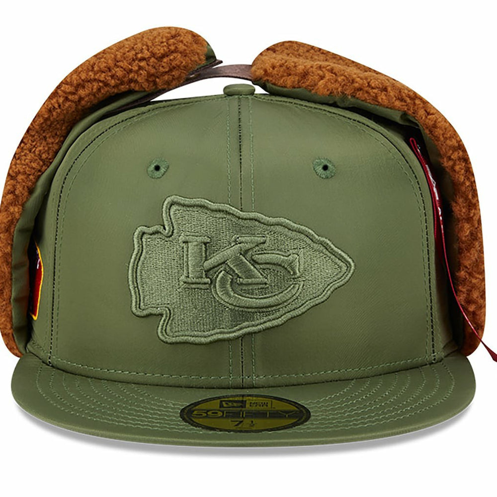 Kansas City Chiefs New Era x Alpha Industries Dog Ears 59FIFTY Fitted Hat - Olive Hats