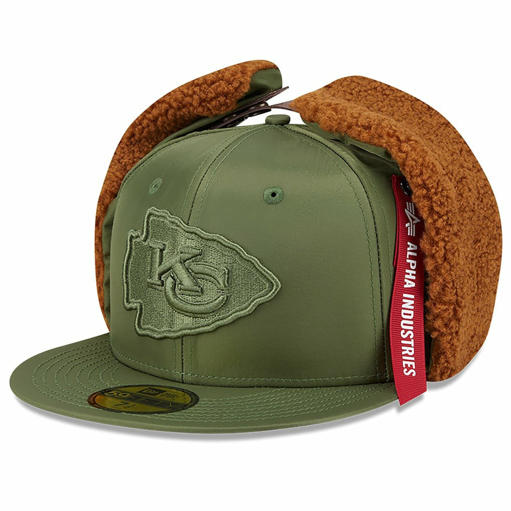 Kansas City Chiefs New Era x Alpha Industries Dog Ears 59FIFTY Fitted Hat - Olive Hats