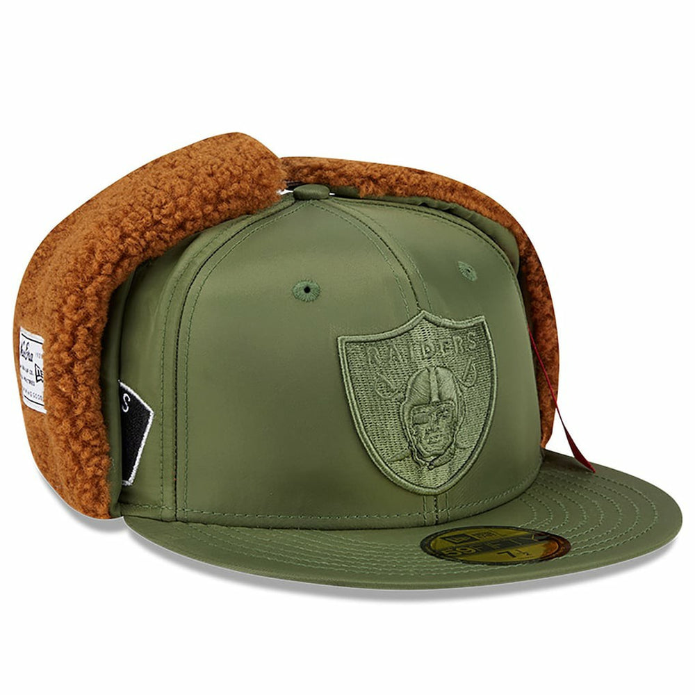 Las Vegas Raiders New Era x Alpha Industries Dog Ears 59FIFTY Fitted Hat - Olive Hats