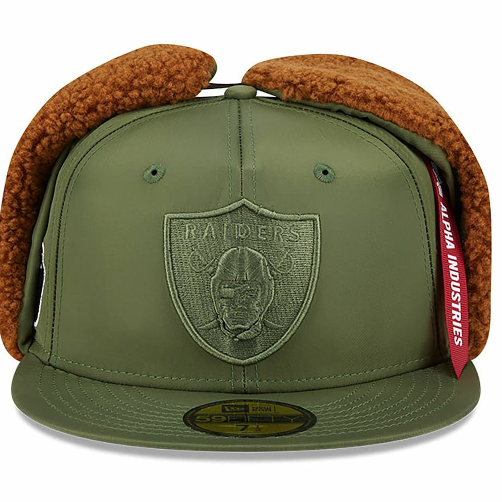 Las Vegas Raiders New Era x Alpha Industries Dog Ears 59FIFTY Fitted Hat - Olive Hats