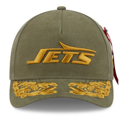 New York Jets New Era x Alpha Industries A-Frame 9FORTY Adjustable Hat - Olive Hats