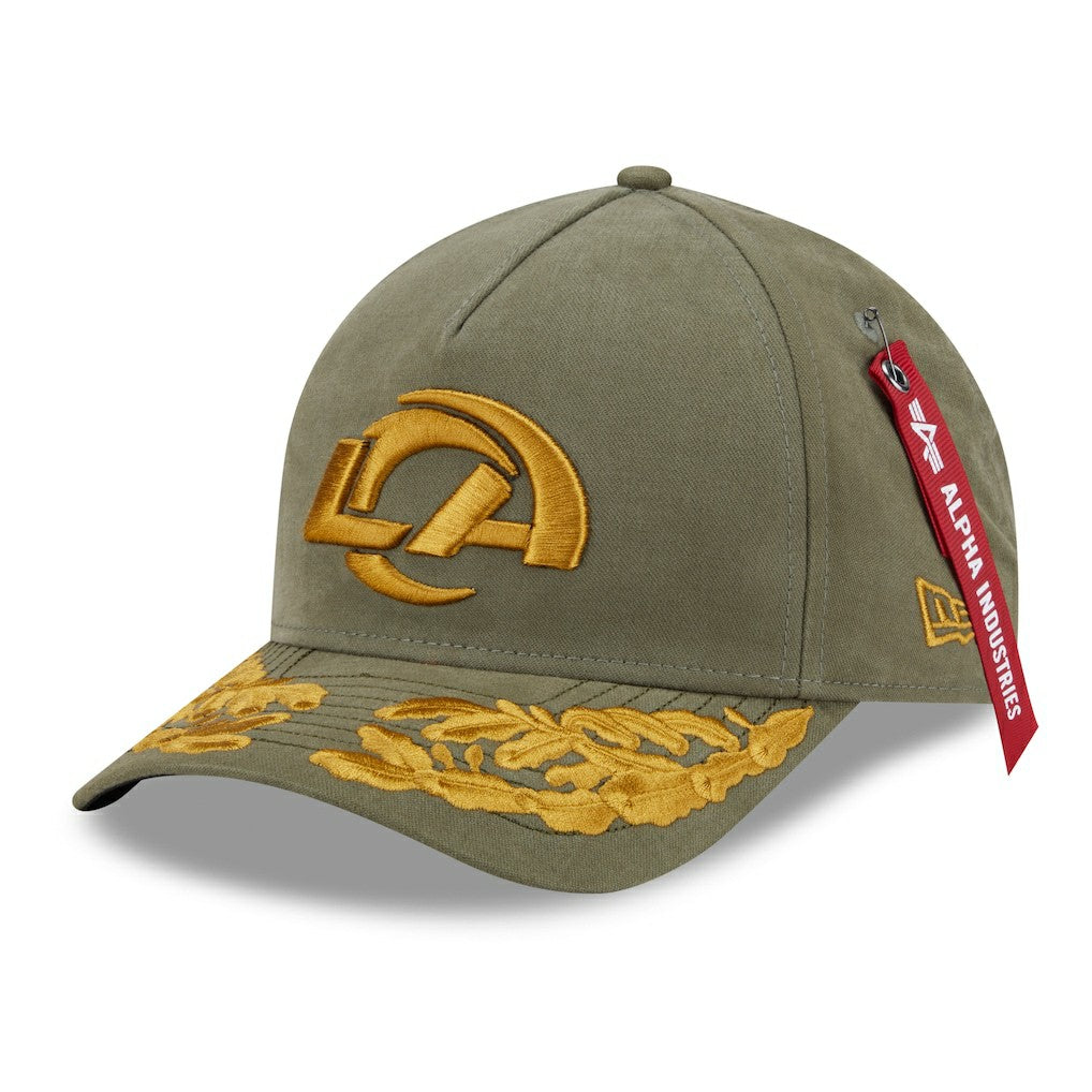 Los Angeles Rams New Era x Alpha Industries A-Frame 9FORTY Adjustable Hat - Olive Hats