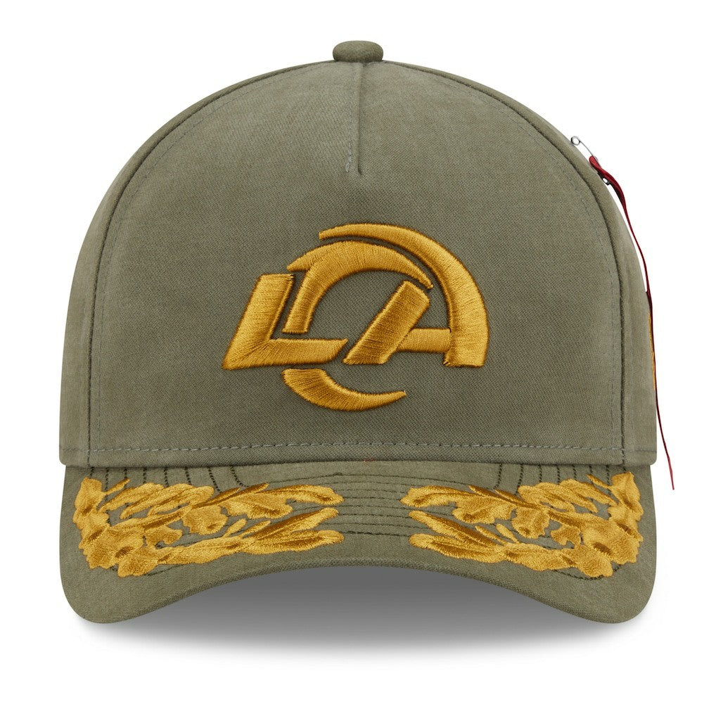 Los Angeles Rams New Era x Alpha Industries A-Frame 9FORTY Adjustable Hat - Olive Hats