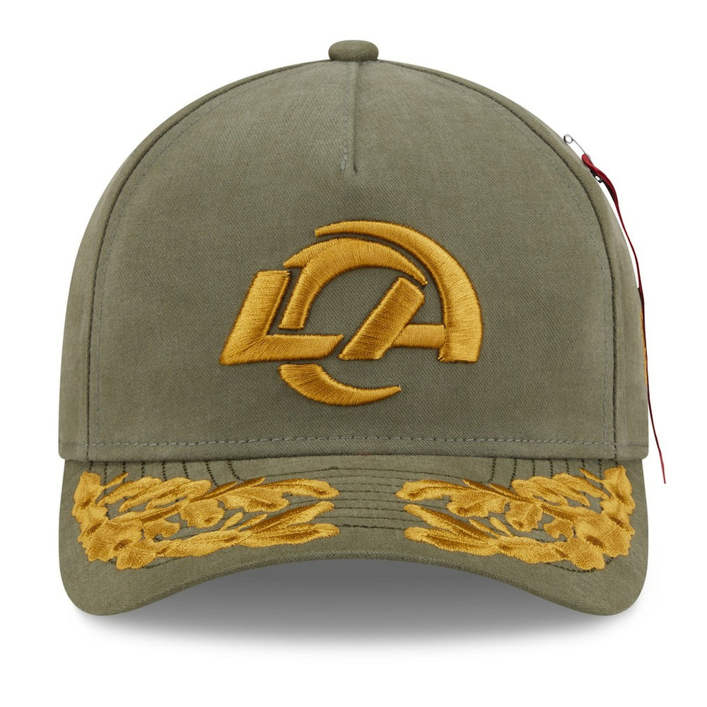 Los Angeles Rams New Era x Alpha Industries A-Frame 9FORTY Adjustable Hat - Olive Hats