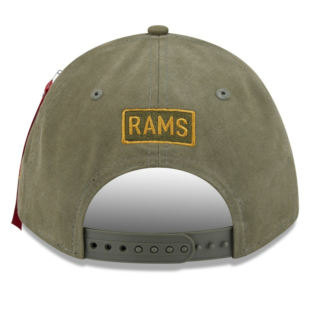 Los Angeles Rams New Era x Alpha Industries A-Frame 9FORTY Adjustable Hat - Olive Hats