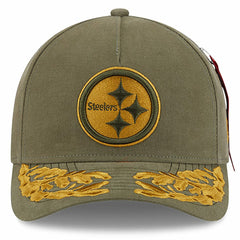 Pittsburgh Steelers New Era x Alpha Industries A-Frame 9FORTY Adjustable Hat - Olive Hats