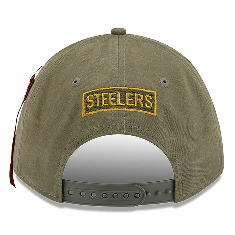Pittsburgh Steelers New Era x Alpha Industries A-Frame 9FORTY Adjustable Hat - Olive Hats