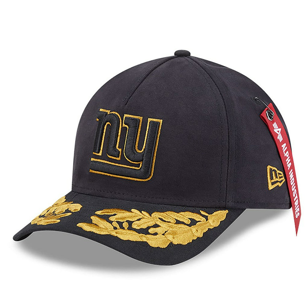 New York Giants New Era x Alpha Industries A-Frame 9FORTY Adjustable Hat - Black Hats