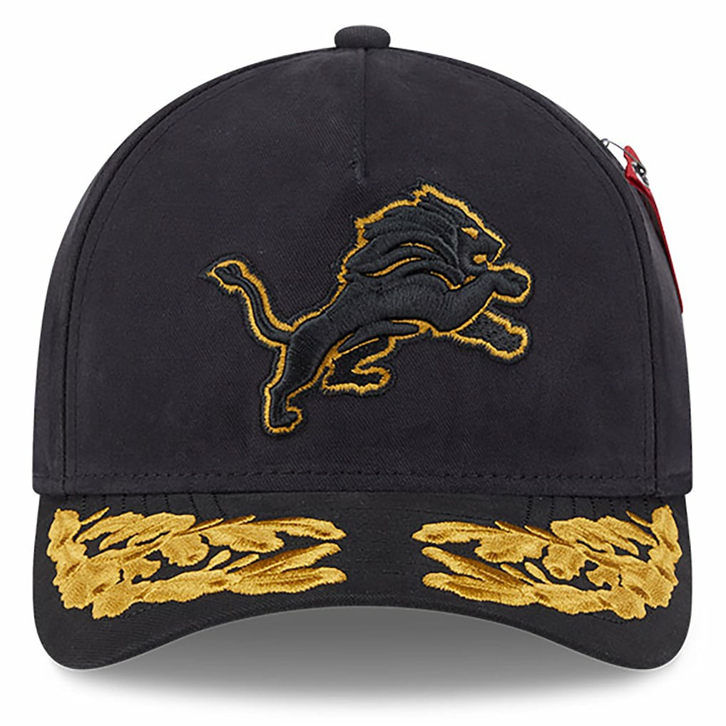Detroit Lions New Era x Alpha Industries A-Frame 9FORTY Adjustable Hat - Black Hats