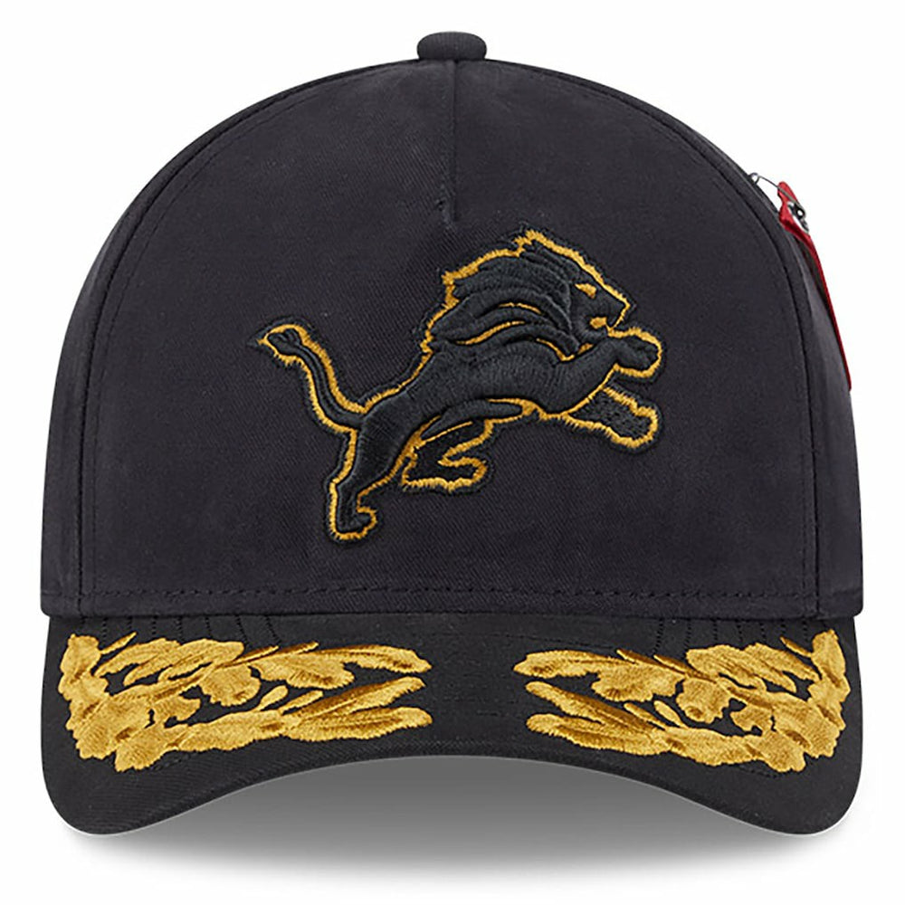 Detroit Lions New Era x Alpha Industries A-Frame 9FORTY Adjustable Hat - Black Hats