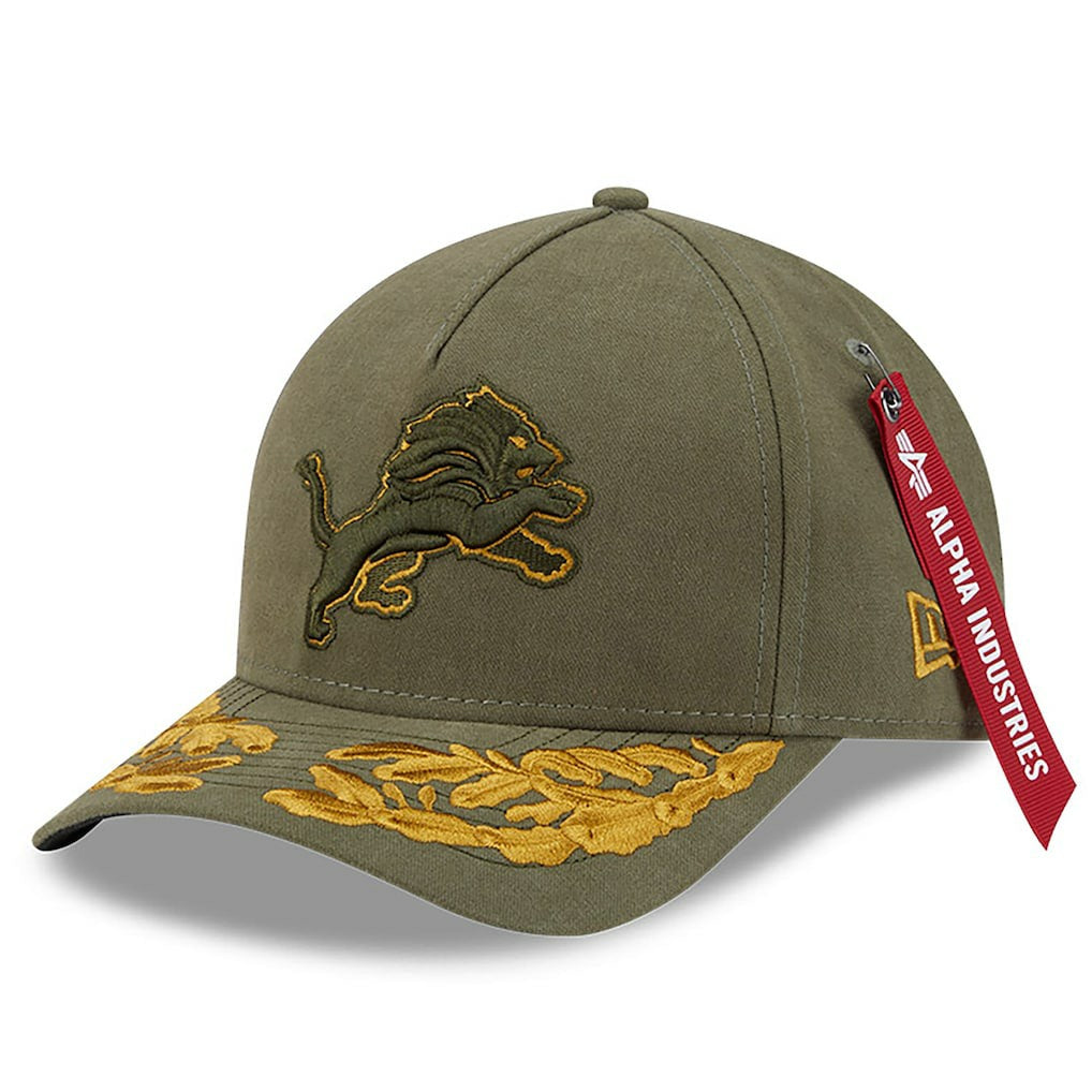 Detroit Lions New Era x Alpha Industries A-Frame 9FORTY Adjustable Hat - Olive Hats