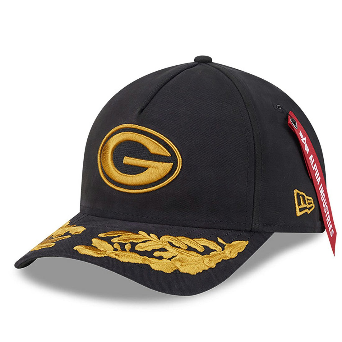 Green Bay Packers New Era x Alpha Industries A-Frame 9FORTY Adjustable Hat - Black Hats